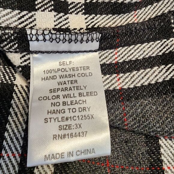 1 Clique Womens Gray and Black Plaid Flannel Shacket Size 3X - Picture 9 of 11